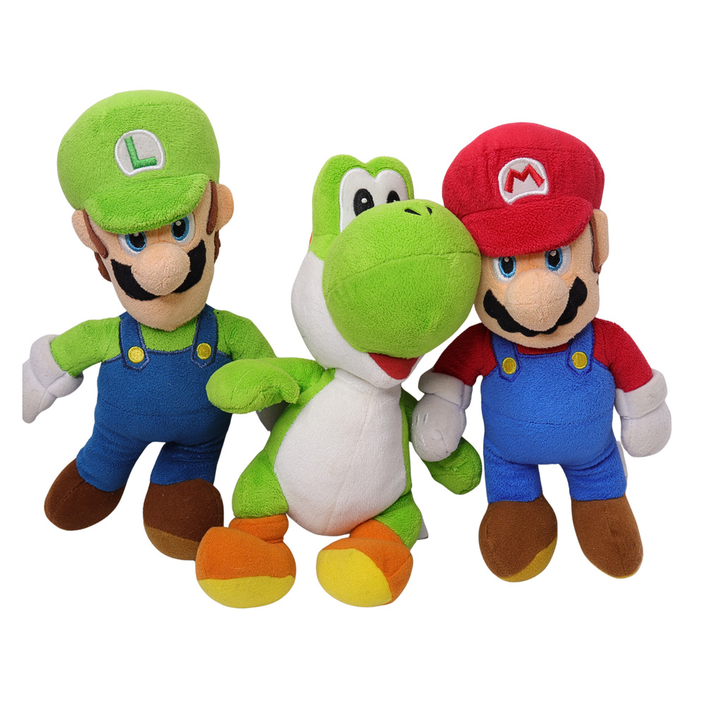 2021 Nintendo Super Mario Plush Lot Of 3 Mario Luigi Yoshi 10" Stuffed Toys
